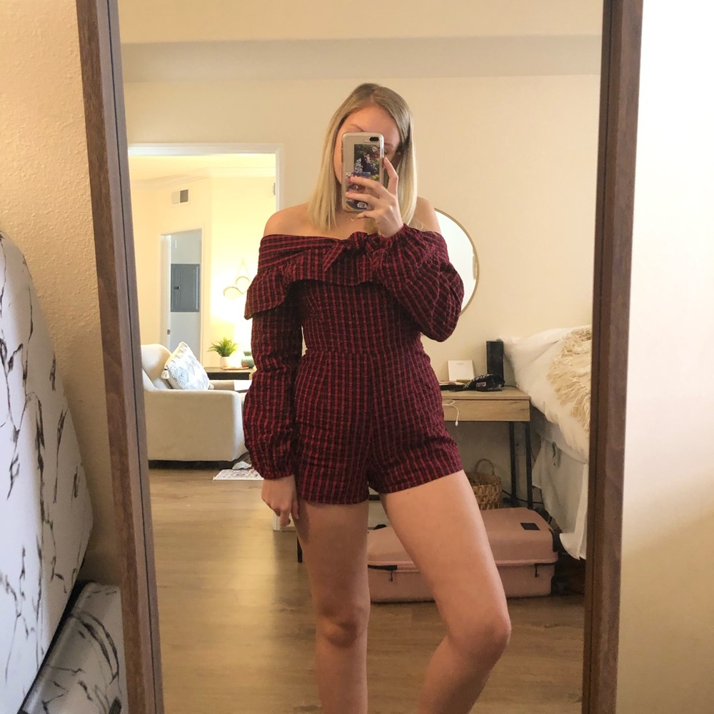 Plaid Off-Shoulder Women's Top